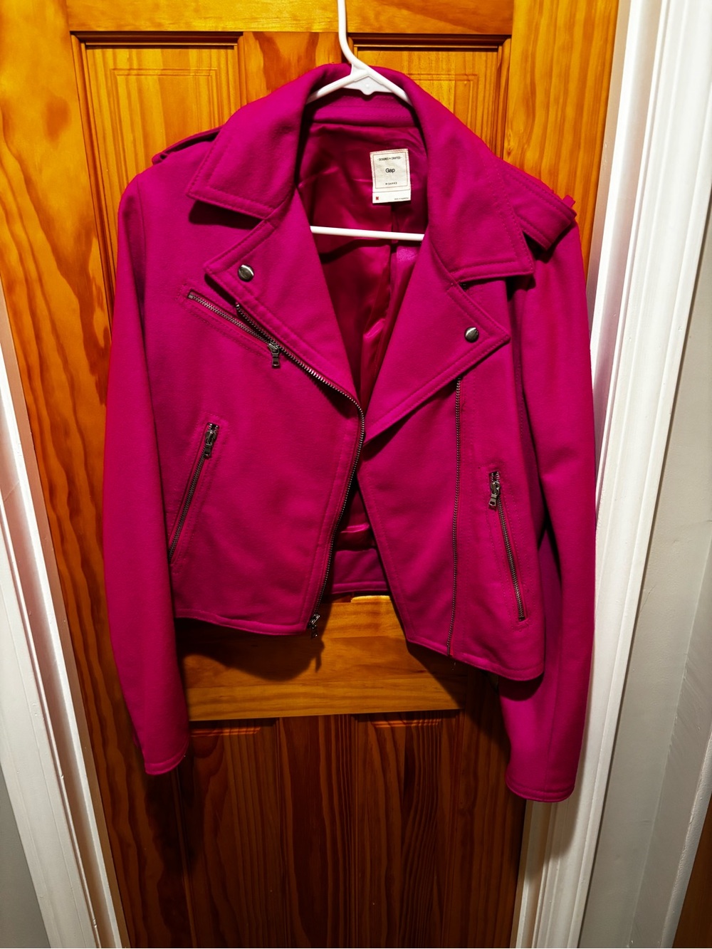 GAP Women's Bright Magenta Moto Jacket